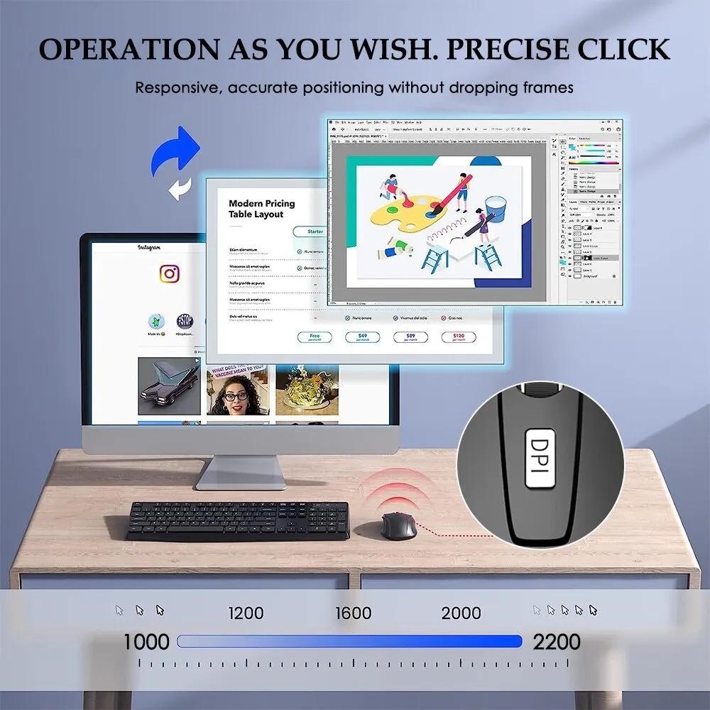 Беспроводная мышь 2,4 ГГц с USB-приемником, мини-бесшумные эргономичные мыши для ПК, ноутбука, настольного компьютера, игровая мышь