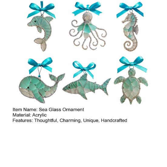 Ручная работа Морское стекло Океанские украшения 2D Акриловые Прибрежные подвесные украшения Морская черепаха Осьминог Морской конек Рыба Подарки для елки Домашний декор Любителям пляжа