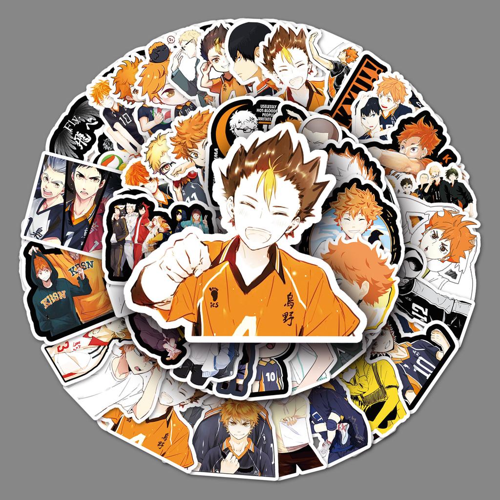 52 Мультяшные Японские Волейбольные Подростковые Украшения Чемодан Чемодан Самокат Автомобиль Водонепроницаемые Граффити Наклейки