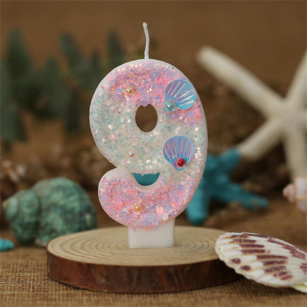 Свечи для торта в виде русалки с цифрами от 0 до 9, фиолетовые украшения для торта с блестками для девочек на день рождения, принадлежности для украшения торта