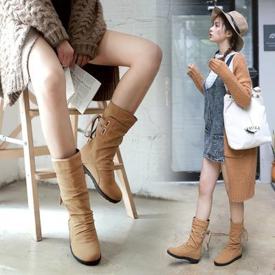 Модные женские ботинки на низком каблуке, со скрытой платформой, средней длины, на плоской подошве, удобные, облегающие ногу, собственного производства и собственной продажи