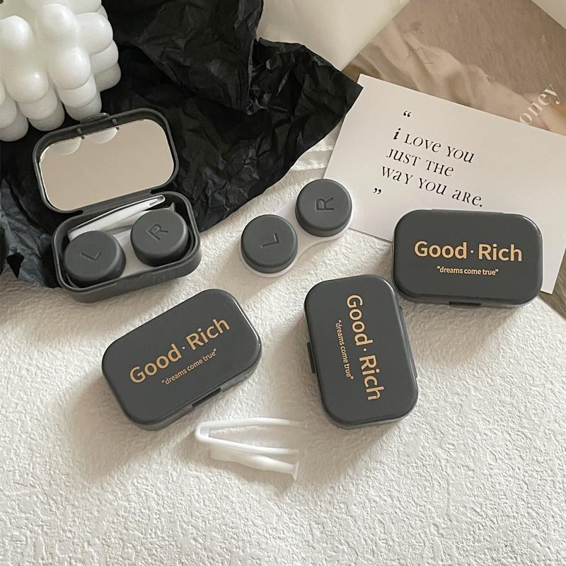 1 шт. Ins Letter Print Футляр для контактных линз Коробка-компаньон для контактных линз Beauty Eye Box Портативная коробка для контактных линз с зеркалом и пинцетом