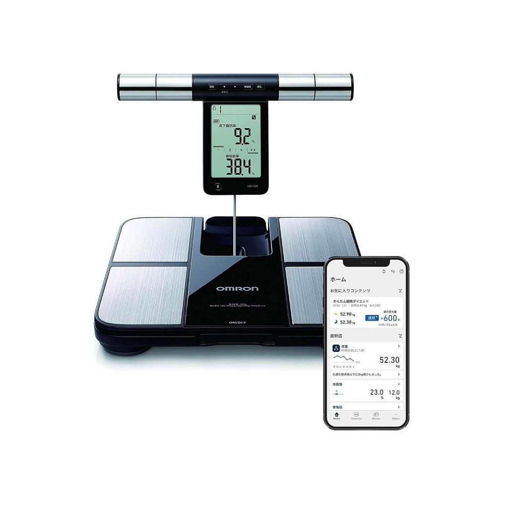 Omron Body Weight Composition Monitor Karada Scan Black KRD-703T Smartphone Link Data Auto Transfer Whole Measurement Method Segmental BMI Skeletal