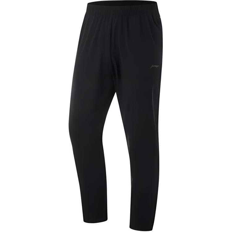 Li-Ning Спортивные брюки Fitness Series, однотонные, минималистичные, повседневные, мужские, черные AKLU531-1