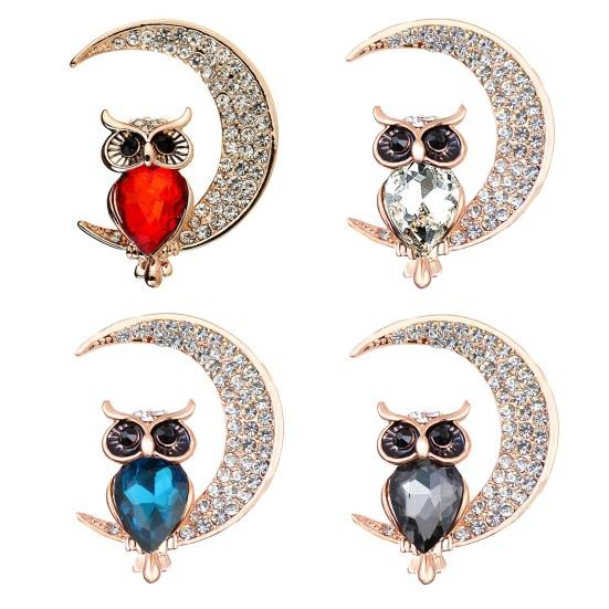 Owl Faux Crystal Brooch Cute Vintage Fashion Dress Coat Accessories Jewelry Sturdy Brooch Pin for Women