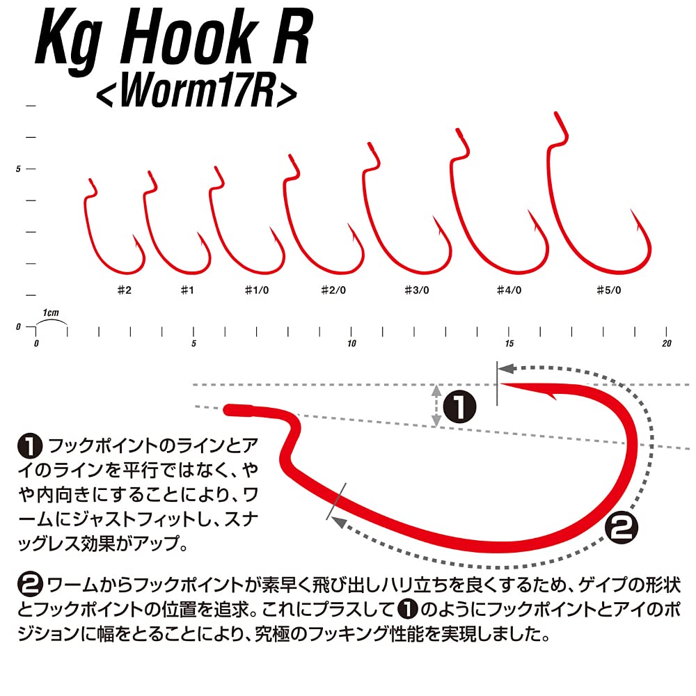 KATSUICHI DECOY Kilo Hook Worm 17R Red Hook #40 Fishing Hook