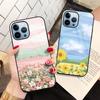 Чехол с цветочной росписью для Iphone 14 13 11 12 Pro Max Mini Xs Xr X 7 8 6s Plus Se 2022, чехол из закаленного стекла, чехол, чехол