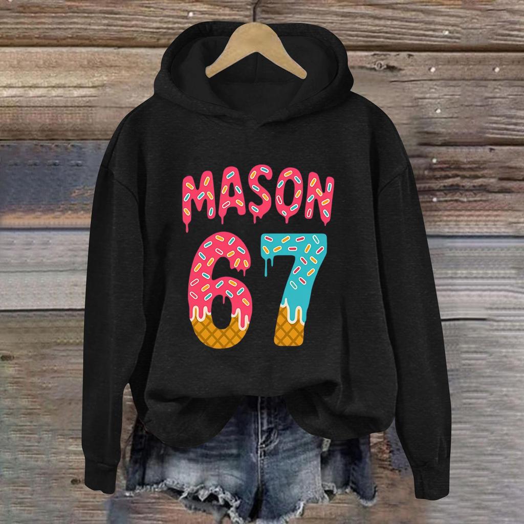 Женская модная повседневная толстовка с длинными рукавами, принтом и капюшоном