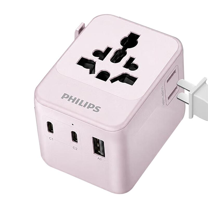 Philips Универсальный travel-адаптер с боковой розеткой 15 Вт, 2 розетки + 2 USB-C + 1 USB-A - Улучшенная версия модели 1005