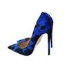 Hot Selling Sexy Leopard Print Suede High Heels Blue Black Gradient Suede 12CM Slim High Heels Women's High Heels D Sma