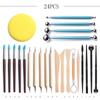 24-Piece Pottery Tools Set: Clay Sculpture, Carving Knives, Sponge, Ball Stick, Silicone Dotting Pen