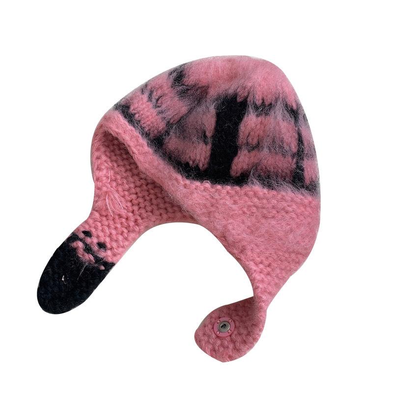 Mohair Racking Flying Hat Women Korean Knitted Hat Warm Wool Hat Ear Protection Ski Hat