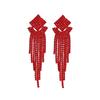 Длинные красные серьги с бахромой для женщин, изысканные серьги-гвоздики и украшения для ушей высочайшего класса.