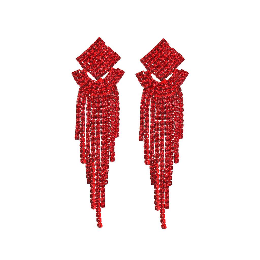 Длинные красные серьги с бахромой для женщин, изысканные серьги-гвоздики и украшения для ушей высочайшего класса.