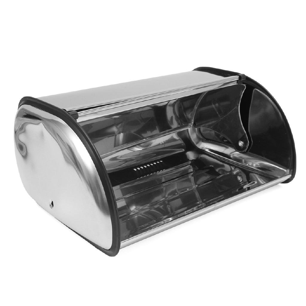 Контейнер для хранения Silver Keeper Контейнер для хранения продуктов Кухонный Кондитерский Хлеб Выпечка Держатель Кухонные принадлежности Серебристый+Черный Нержавеющая сталь Ролл-топ Хлебница