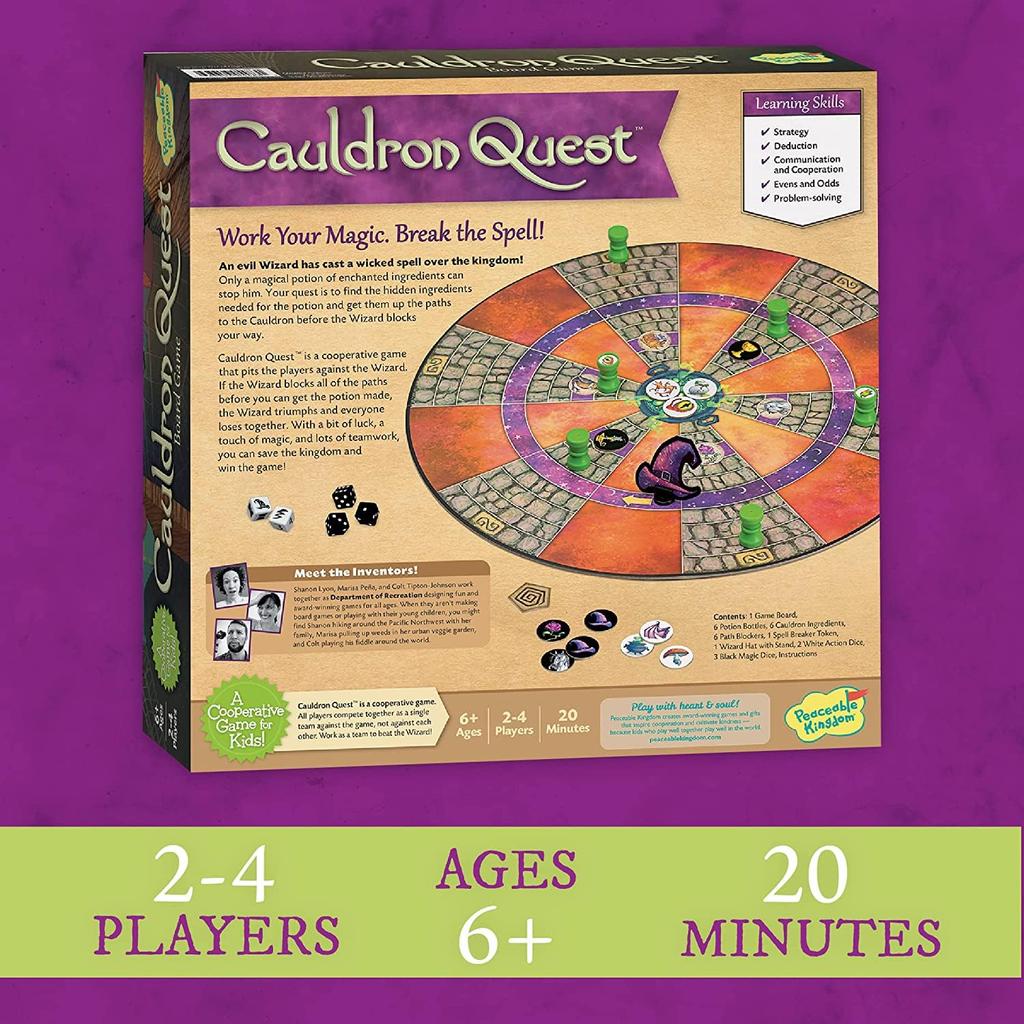Peaceable Kingdom Children's Cooperative Board Game Cauldron Quest GMC6 Authentic