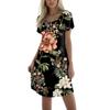 Женское модное повседневное короткое платье с принтом и V-образным вырезом с коротким рукавом