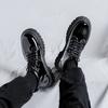 Мужские повседневные ботинки на платформе черные трендовые туфли из лакированной кожи для вечеринки, выпускного вечера, ковбойские ботильоны, весенне-осенние короткие ботинки