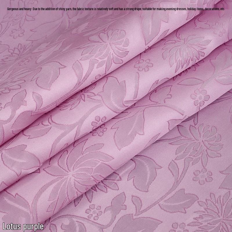 Lotus Texture Dark Pattern Jacquard Fabric for Handbags & Cosplay Hanfu