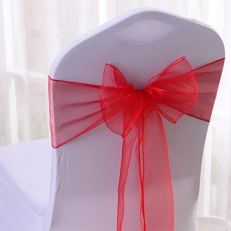 25Pcs Chairs Sashes for Wedding Chair Covers Chair Bow Sashes Chairs Ribbons for Party Ceremony Wedding Chair Decoration