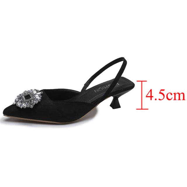 Модные туфли-лодочки с босоножками с пряжкой и кристаллами, женская обувь для вечеринок на тонком каблуке с острым носком, женские летние босоножки на среднем каблуке