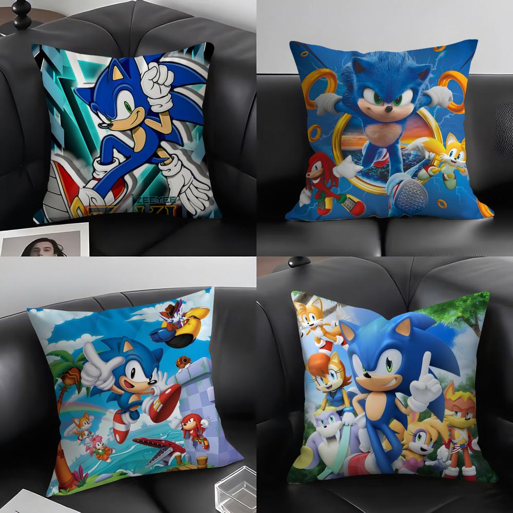 SSonic Cartoon Cushion Cover Pillowcase Ultra Soft Skin Friendly Fabric Cloud Like Comfort Concealed Zipper