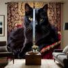 Комплект из 2 предметов, диван HD на черном фоне, декоративная занавеска с изображением кота, черная занавеска с цифровой печатью, украшение для дома, стиль, украшение для гостиной