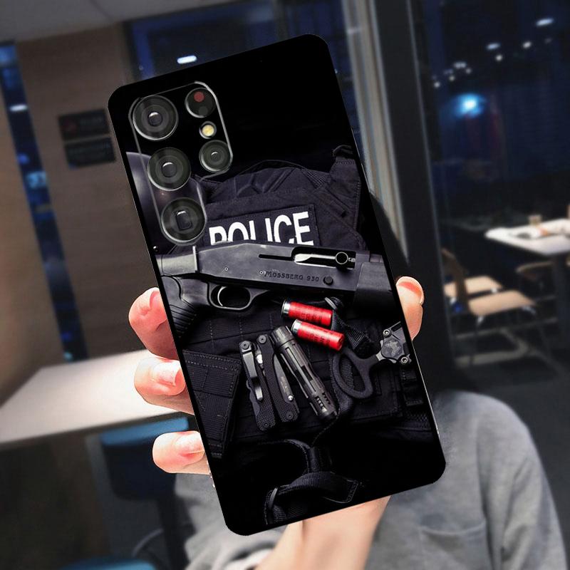 Чехол с символикой полиции для Samsung Galaxy S25 Ultra S24 S22 S21 S23 Plus S20 FE S9 S10 S24 FE