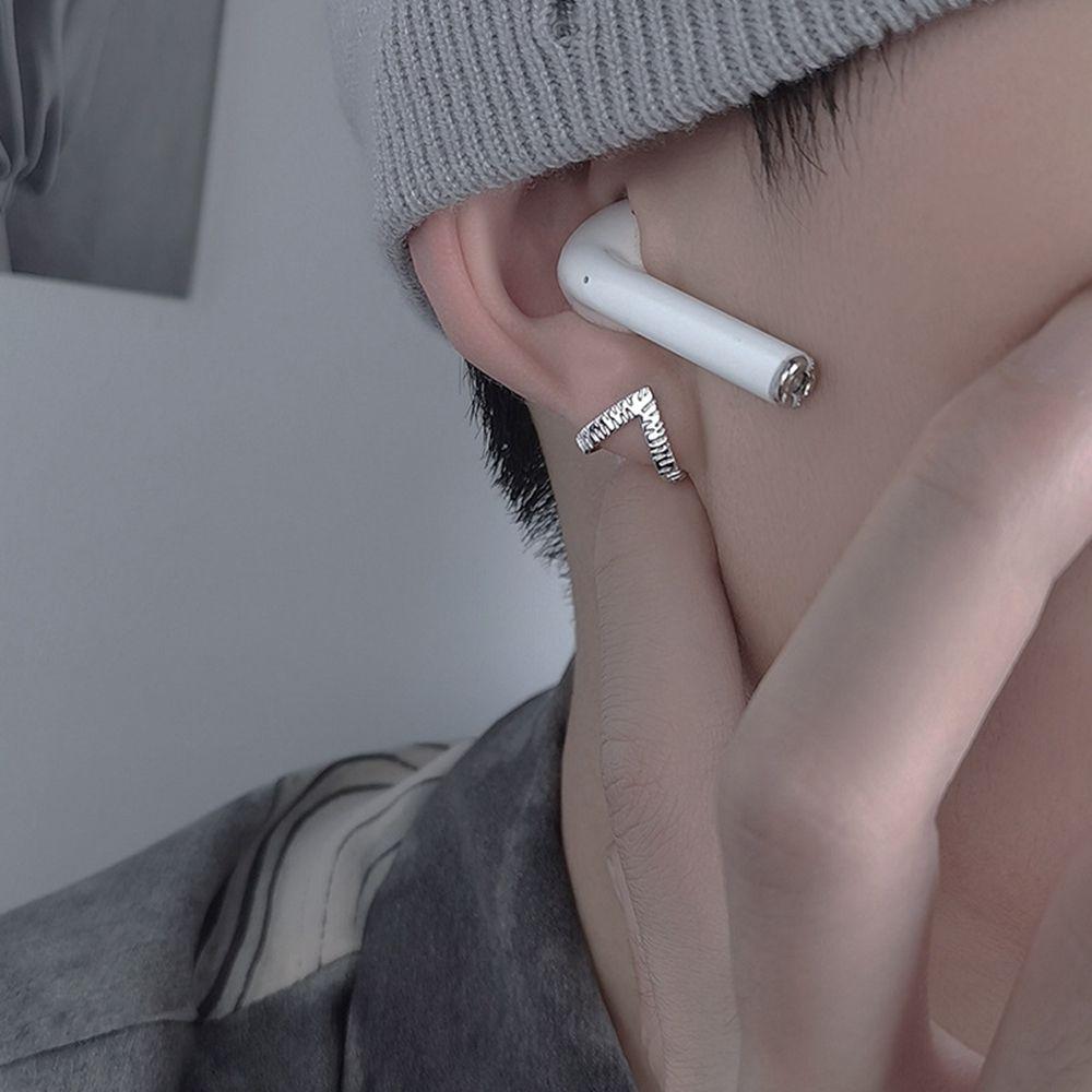 Hip Hop Trend Cross Hollow Silver Plate Geometry Metal Ear Studs Korean Style Earrings Men Earrings