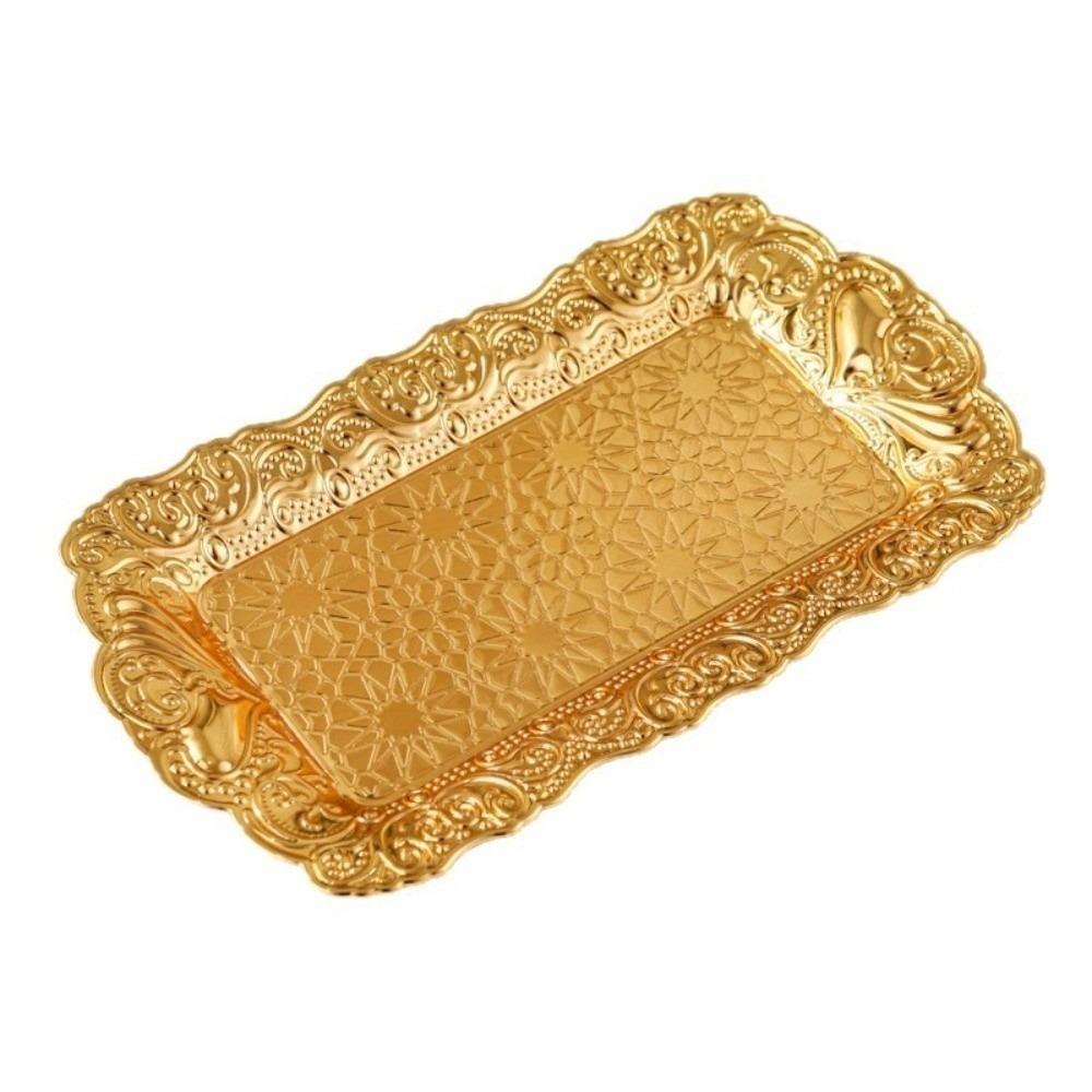 Iron Cake Dessert Plates 3D Embossed Jewelry Storage Plate Metal Serving Trays for Party Snacks