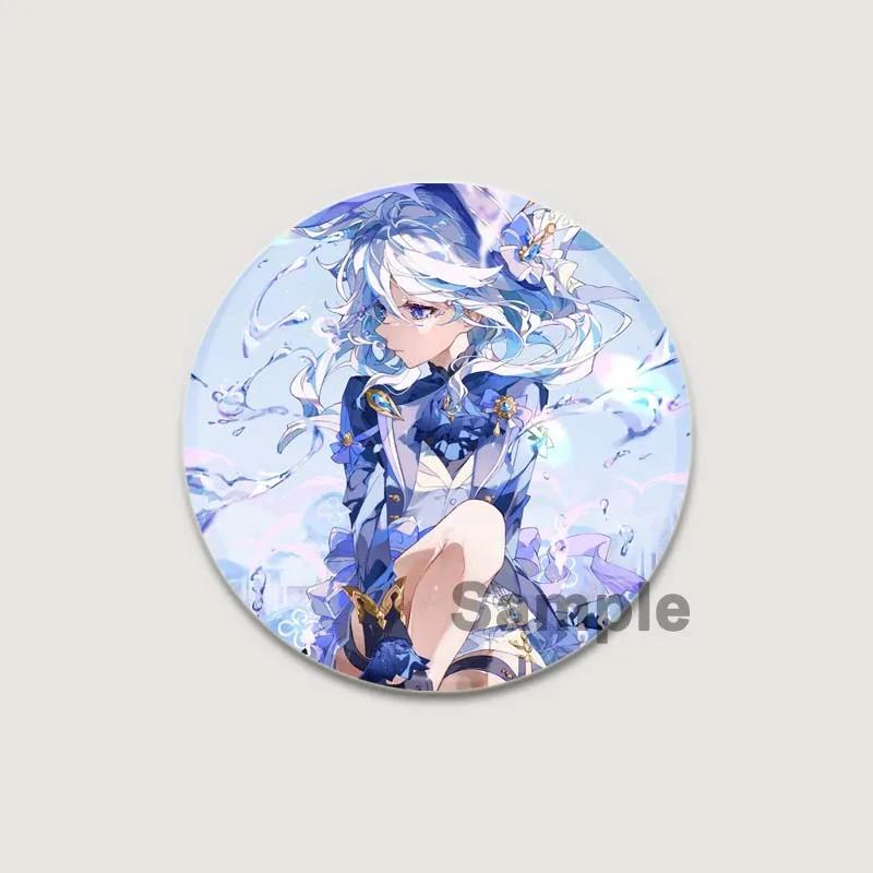 32/44/58mm Anime Genshin Impact Pins Cute Cartoon Furina Badge Handmade Tinplate Brooches Breastpin for Backpack Clothes Gift Accessorys
