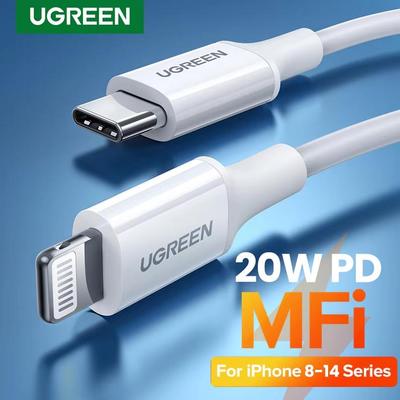 Ugreen Подходит для зарядного кабеля Apple Type-C, кабеля для передачи данных, быстрой зарядки PD30/20 Вт на Lightning для телефона iPhone 14/13