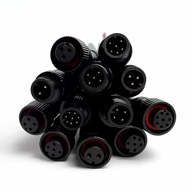 5/20Pcs M12 Metal Black Waterproof IP68 2 3 4 5 6 8Pin Male and Female LED Strip Outdoor IP68 Cable Connector 20cm Wire Plug