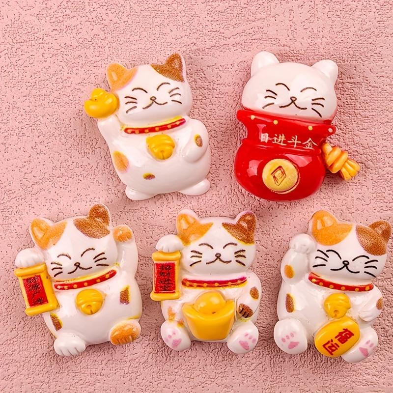 5pcs Lucky Cat Fridge Magnets with Money Holder - Fortune Attracting Good Luck Charm, Resin Lucky Cat Magnets for Refrigerator