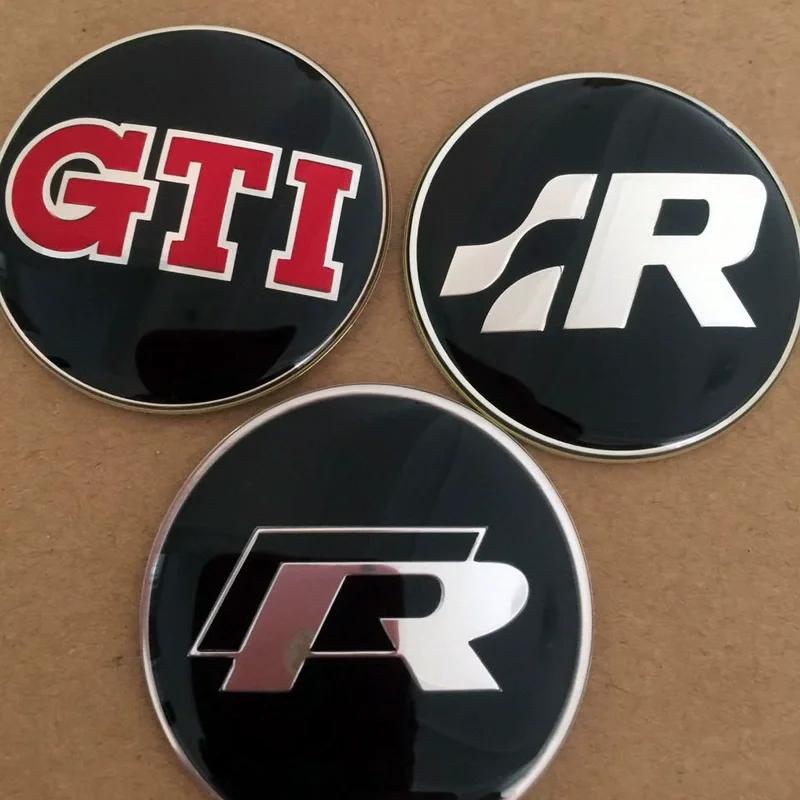 VW Polo Golf 4 5 Valve Stems Caps 56MM Car Wheel Center Stickers Hub Badge For Volkswagen VW RLINE GTI ABT SR Golf 6 7 8 MK3 MK7 Polo Tiguan Tour EP1