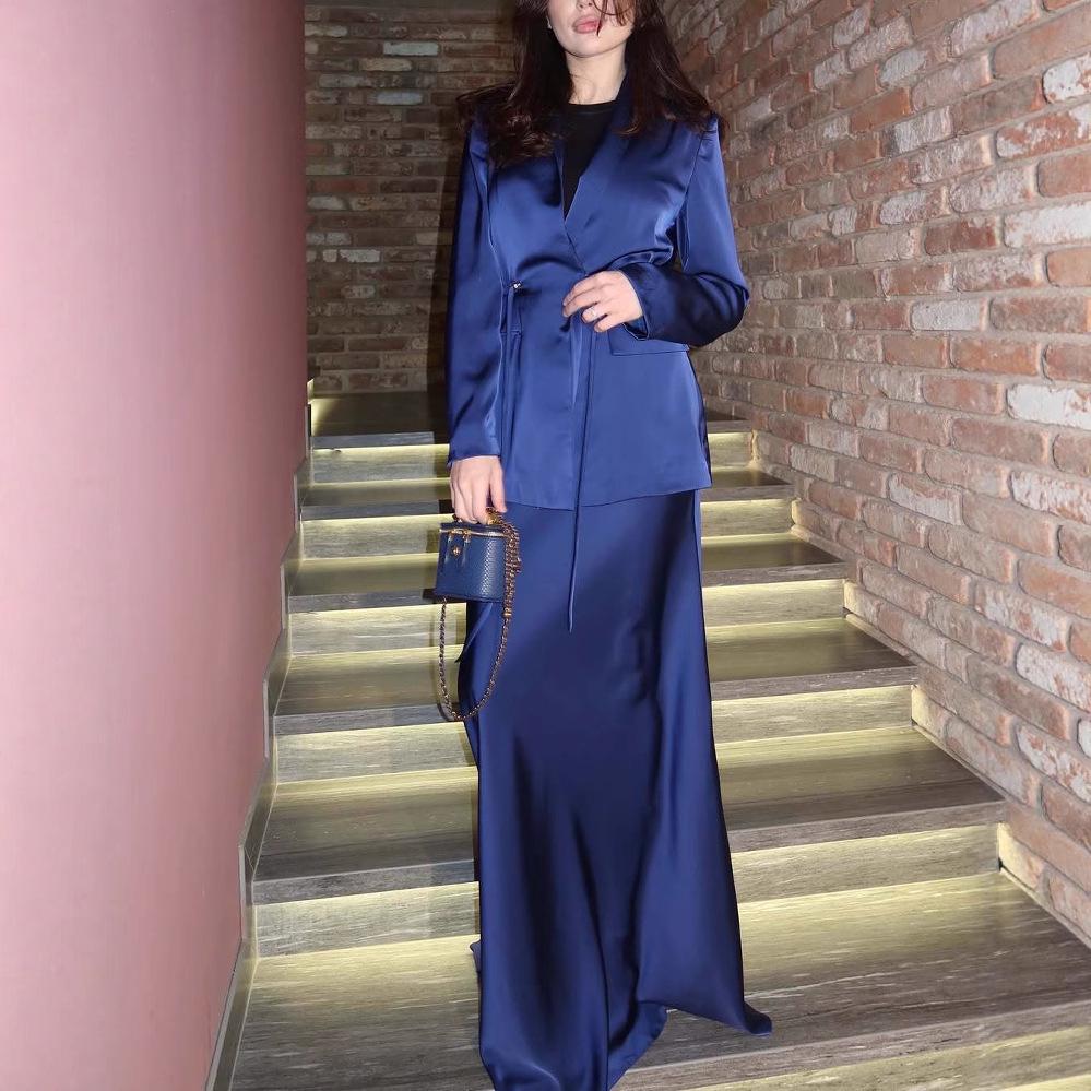 Женский осенний костюм в стиле легкой роскоши, однотонный - Европейский и американский стиль