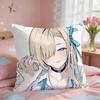 IIchinose Asuna Blue AArchive Cushion Cover Square Short Plush Pillow Case Living Room Sofa Home Decor Funda X