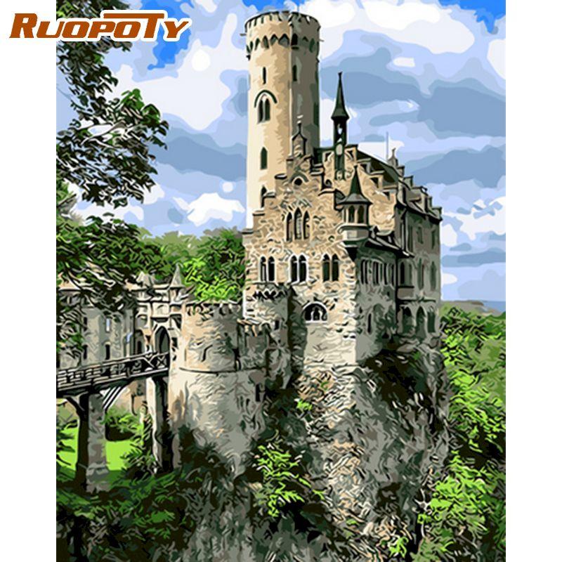 RUOPOTY Розовый пейзаж DIY картина по номерам акриловая краска по номерам пейзаж настенная живопись на холсте для хобби искусство 40x50 см