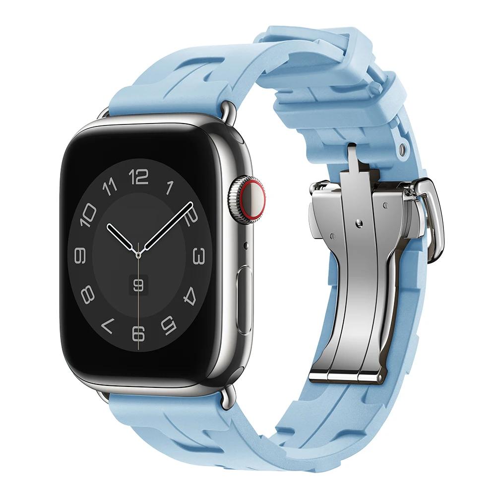 Ремешок Kilim Single Tour для Apple Watch 45 мм 44 мм 42 мм 41 мм 38 мм со складной застежкой, силиконовый браслет iWatch Ultra 2 49 мм