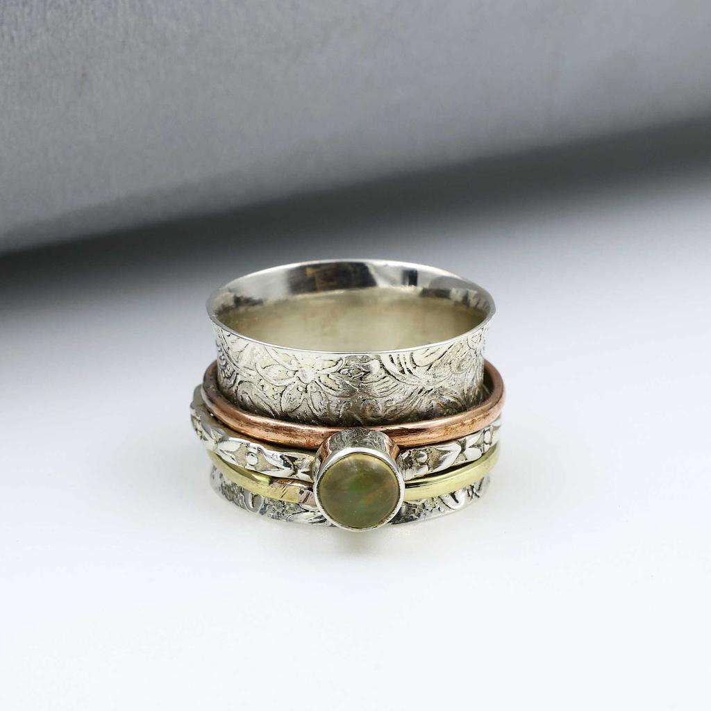 Solid 925 Sterling Silver Ring, Boho Designer Ring, Statement Ring, Halloween Gift, Unisex Ring, Spinner Ring