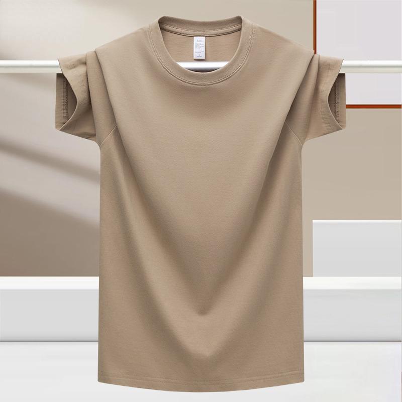 100% Cotton Summer T-Shirt for Men – Loose Fit, Breathable Solid Color Tee for Outdoor Sports and Fitness Exercise