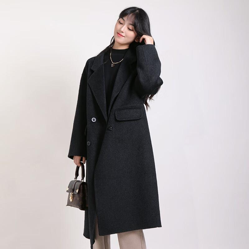 Eliten Women's Double-faced Lamb Wool Lapel Mid-length Coat