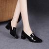 Брендовые женские туфли на высоком каблуке с квадратным носком из лакированной кожи, женские туфли, дизайнерские туфли-лоферы в британском стиле, модные женские туфли-лодочки с закрытым носком
