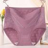 Lady Underpants High Waist Plus Slze Lace Trim Butt-covered Tummy Control Solid Color Elastic Panties Seamless Comfort Daily Sport Briefs