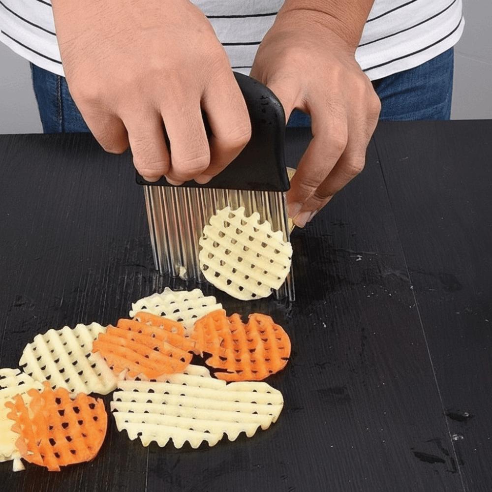 Multi-Functional Wavy Chopper Stainless Steel Vegetable Cutter Crinkle Cutter Food Preparation