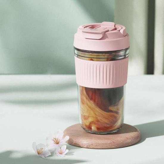 Портативный стеклянный стакан с силиконовой трубочкой 350/500 мл герметичная многоразовая кофейная кружка для офиса