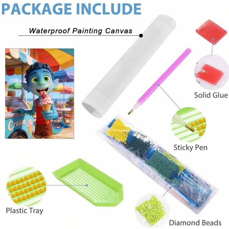 Disney DIY diamond painting 5d full diamond cross stitch diamond Ian's Summer ice cream boy with sprinkles living room bedroom decorative painting