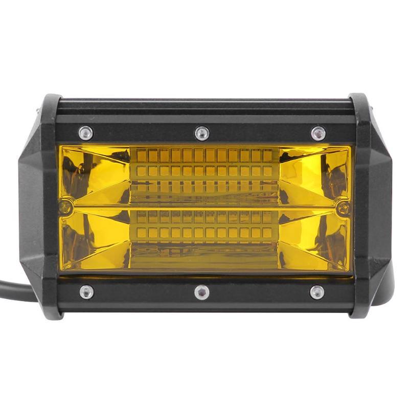 72W 6500K 24LED Желтая линза Рабочая лампа 5 дюймов 6000LM 12V Прожекторная лампа