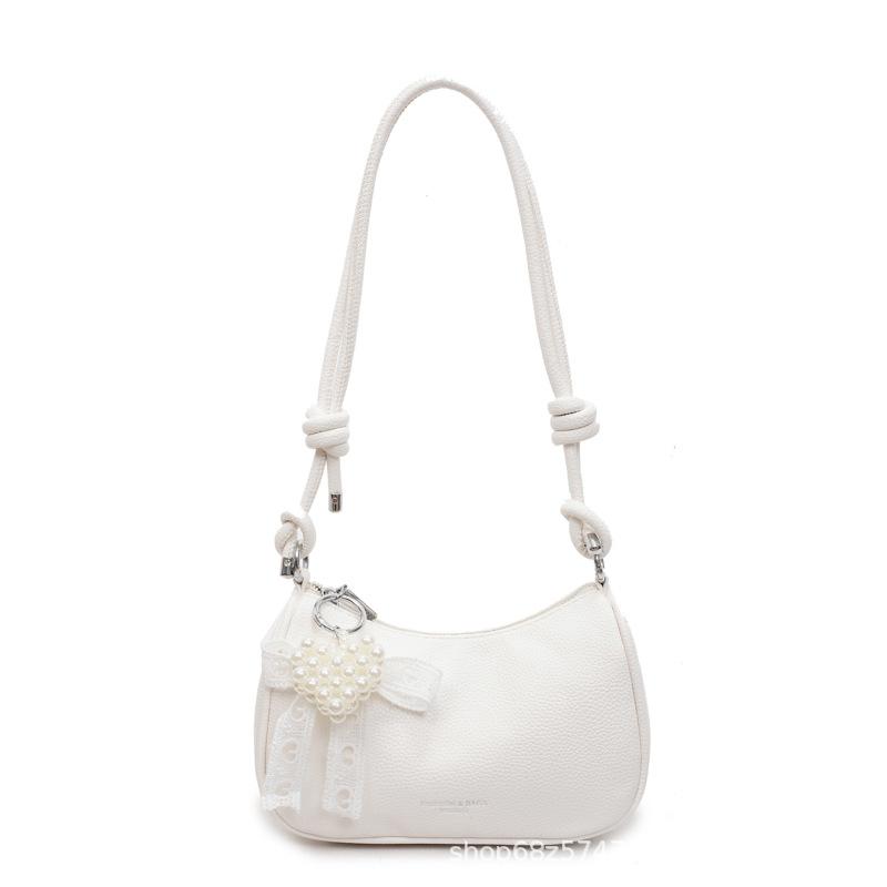 Маленькая сумка женская 2025 лето новая мода портативная сумка-полумесяц зарубежный стиль сумка через плечо модная однотонная通勤ная сумка-подмышка