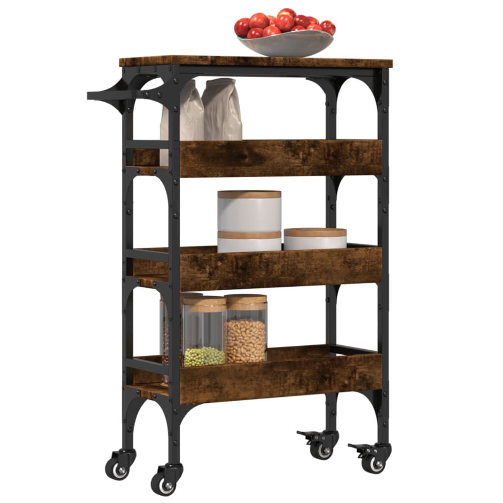 Vidaxl Кухонная тележка, Дымчатый дуб, 53X20X76 см